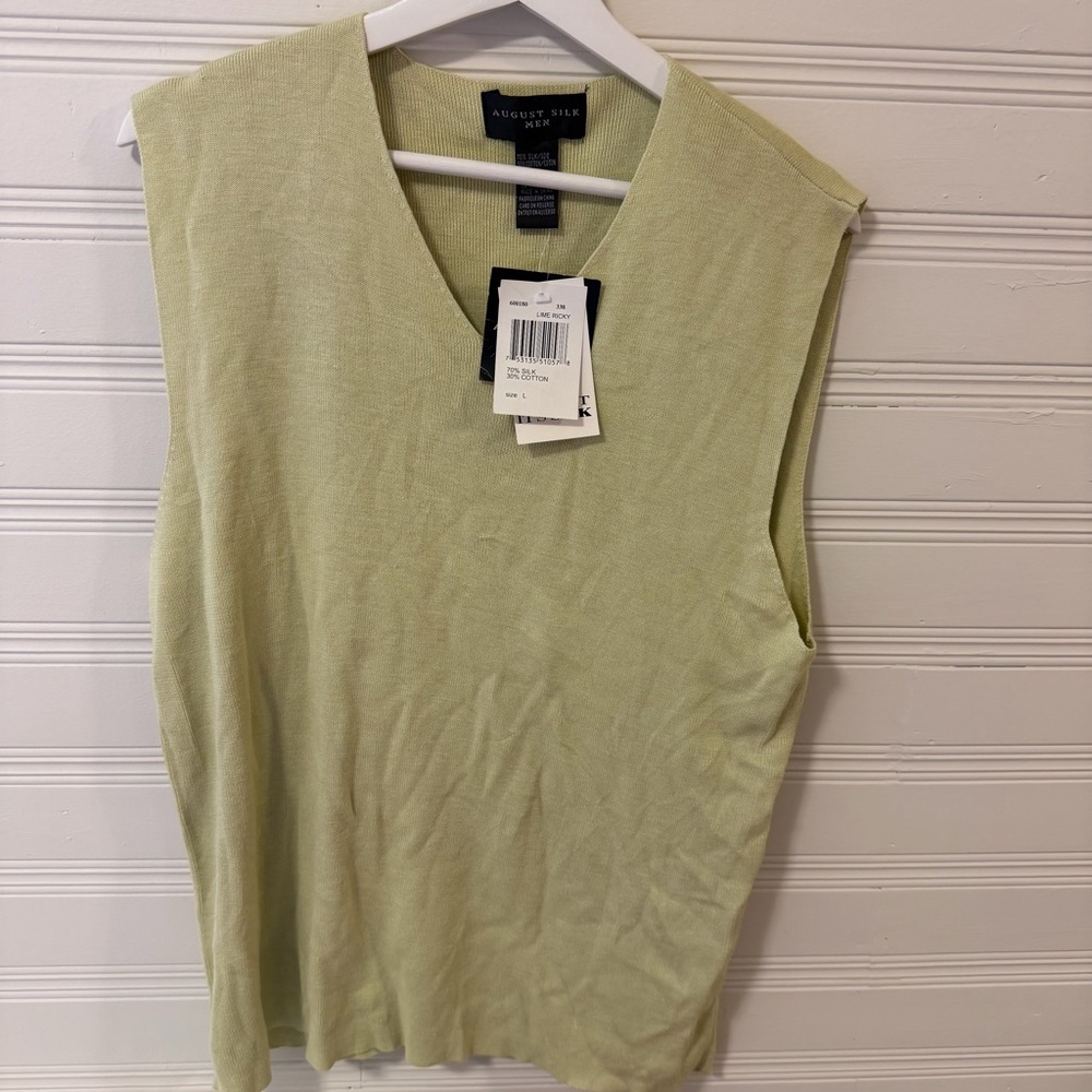 August Silk Men’s V-Neck Sweater Vest - Lime Ricky Soft Green
